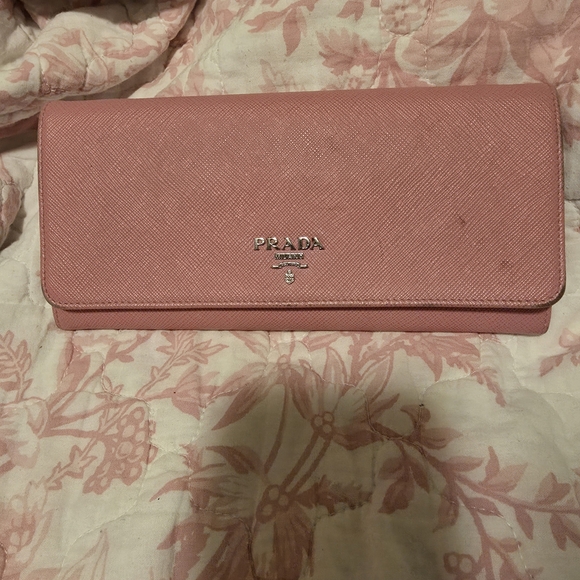 Prada Handbags - Prada Saffiano Leather Wallet Clutch in Pink